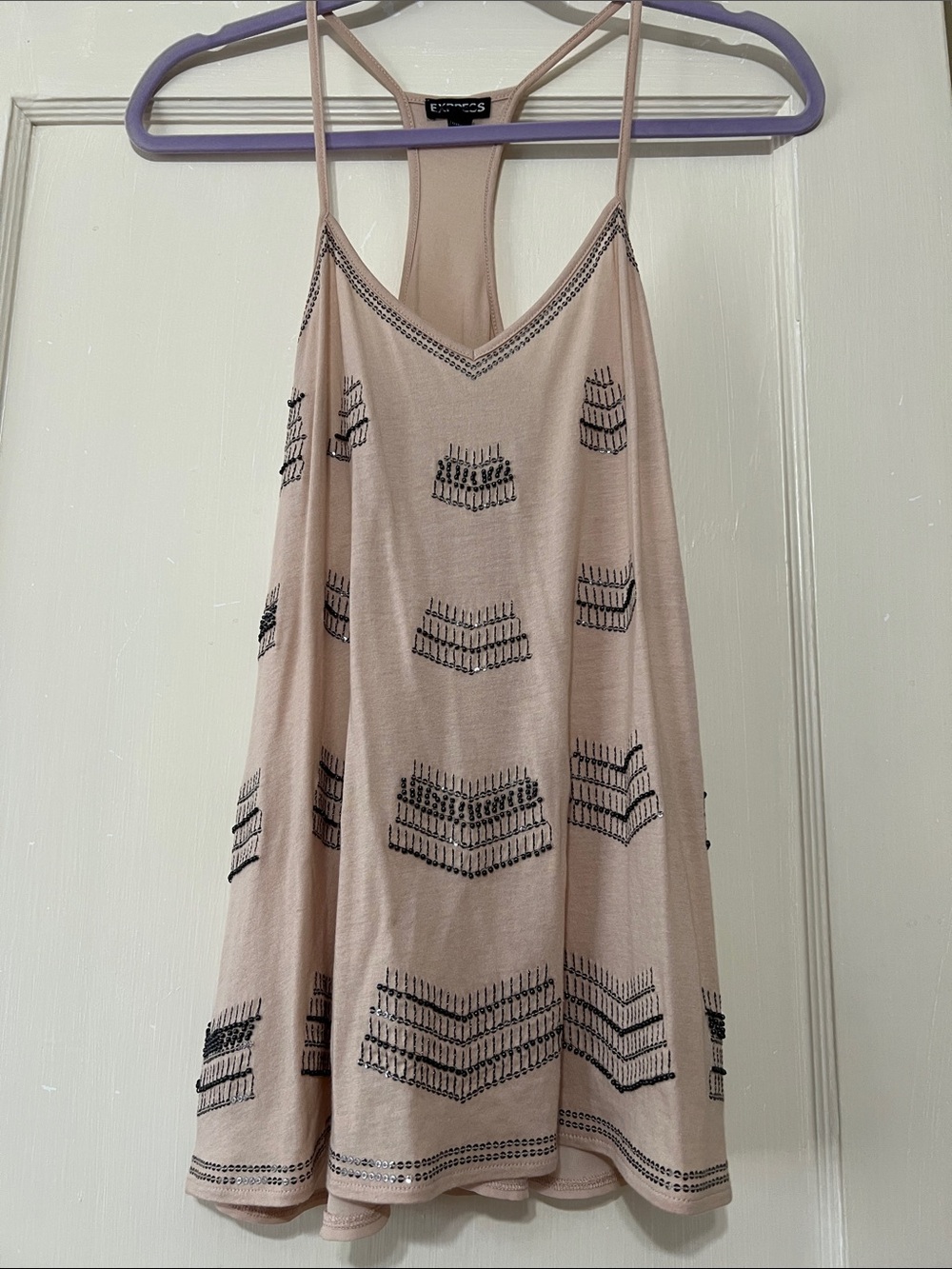 Express Blush Pinkish cream Embroidered Racerback camisole